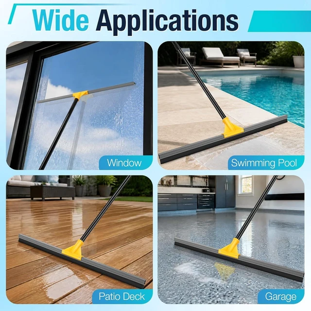 Alt view image 4 of 7 - SOBONNE 30" Large Floor Squeegee Broom for Concrete Water Removal
Heavy Duty Double Rubber Water Squeegee/57" Long Handle for Tile Deck Bathromm Pool Warehouse Outdoor/Yellow