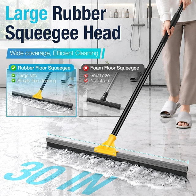 Alt view image 5 of 7 - SOBONNE 30" Large Floor Squeegee Broom for Concrete Water Removal
Heavy Duty Double Rubber Water Squeegee/57" Long Handle for Tile Deck Bathromm Pool Warehouse Outdoor/Yellow