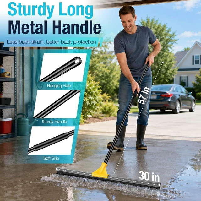Alt view image 6 of 7 - SOBONNE 30" Large Floor Squeegee Broom for Concrete Water Removal
Heavy Duty Double Rubber Water Squeegee/57" Long Handle for Tile Deck Bathromm Pool Warehouse Outdoor/Yellow