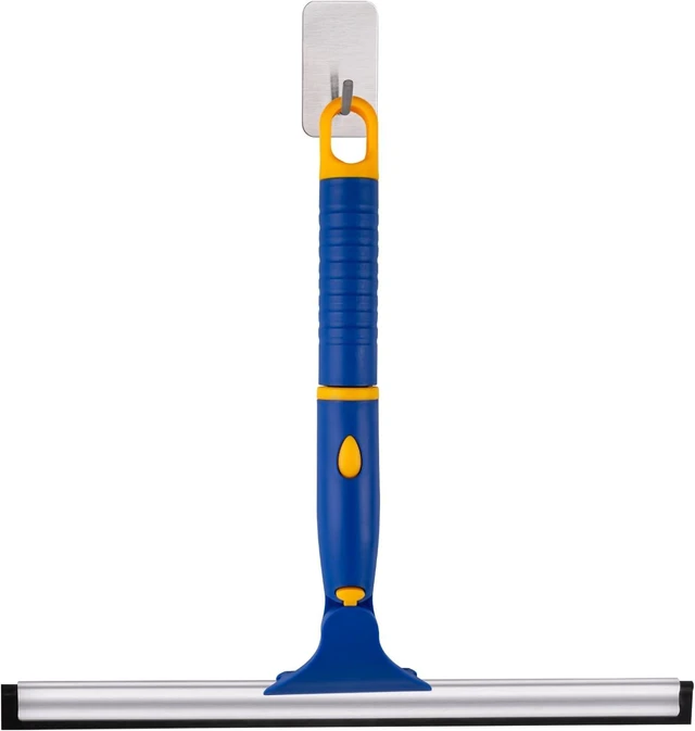 Main image of Swivel Shower Squeegee for Glass Doors, All-Purpose Anti-Slip Window Squeegee with 2 Blades, Window Cleaner Tool Bathroom Squeegee for Shower Doors, Tile Shower Walls,Mirrors,Car Windshields