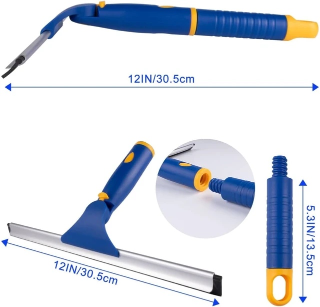 Alt view image 4 of 7 - Swivel Shower Squeegee for Glass Doors, All-Purpose Anti-Slip Window Squeegee with 2 Blades, Window Cleaner Tool Bathroom Squeegee for Shower Doors, Tile Shower Walls,Mirrors,Car Windshields