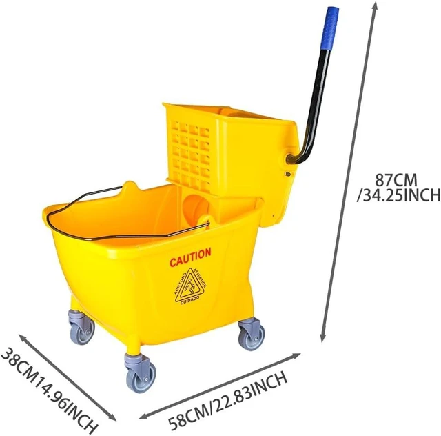 Main image of Commercial Mop Wringer Bucket&Industrial Cotton Mop Set,2 Heads Long Handle
Mop Bucket on Wheels with Side Press 2Pcs Replacement String Mop Head Heavy Duty for Floor Cleaning