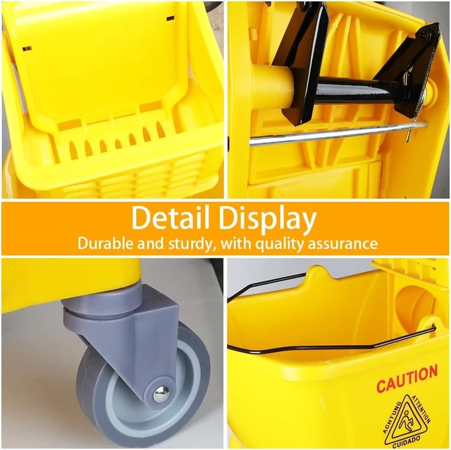 Alt view image 5 of 7 - Commercial Mop Wringer Bucket&Industrial Cotton Mop Set,2 Heads Long Handle
Mop Bucket on Wheels with Side Press 2Pcs Replacement String Mop Head Heavy Duty for Floor Cleaning