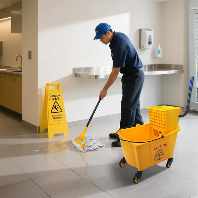 Alt view image 6 of 7 - KeFanta 35 Quart Commercial Mop Bucket with Side Press Wringer on Wheels
Yellow,Heavy Duty Industrial Mop, for Floor Cleaning,Household,Business,Restaurants and Janitorial Use