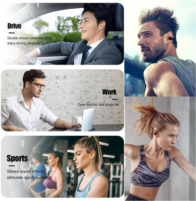 Alt view image 7 of 7 - Wireless Headphones,Wireless Ear Clip Bone Conduction Earphones Bluetooth 5.3 for Android iOS Samsung,Small Open Ear Earbuds IPX7 Waterproof Mini Open Ear Headsets for Running Cycling Workout