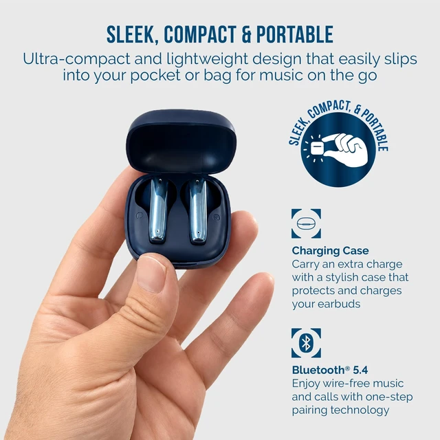 Alt view image 2 of 6 - Lustro Rhythm True Wireless Earbuds, HD Audio with Touch Controls, Automatic Bluetooth Pairing, Up to 12-Hour Playtime