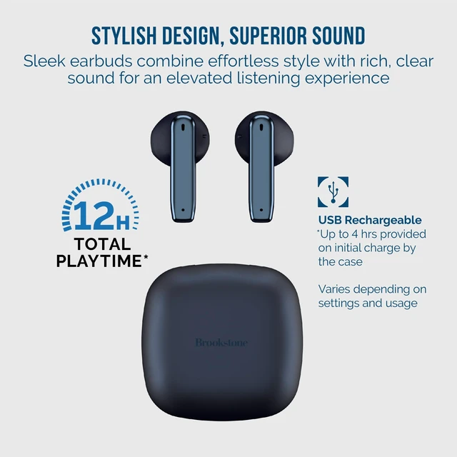 Alt view image 4 of 6 - Lustro Rhythm True Wireless Earbuds, HD Audio with Touch Controls, Automatic Bluetooth Pairing, Up to 12-Hour Playtime