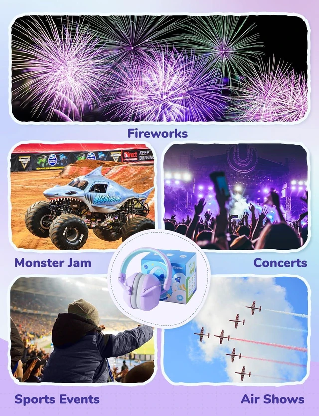 Alt view image 5 of 6 - EM01 Noise Cancelling Headphones for Kids Adults, SNR 29dB EarMuffs | Noise Reduction Ear Muffs for Autism Sensory Concentration Aid Ear Hearing Protection for Fireworks Event Monster Jam Concert