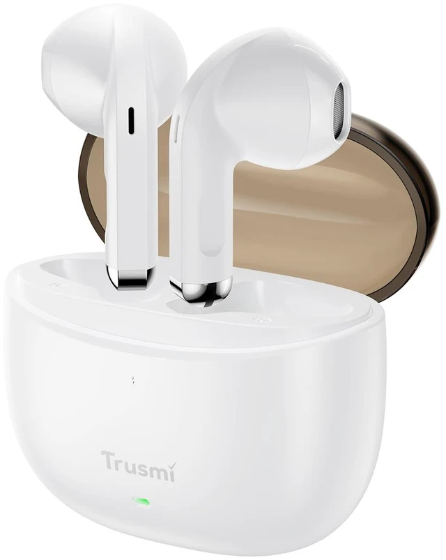 Main image of Wireless Earbuds Bluetooth 5.4 Headphones, Semi-in-Ear Bluetooth Earbuds with Dual Mic for Clear Calls, Touch Control, Compact Charging Case for iPhone Android (White)