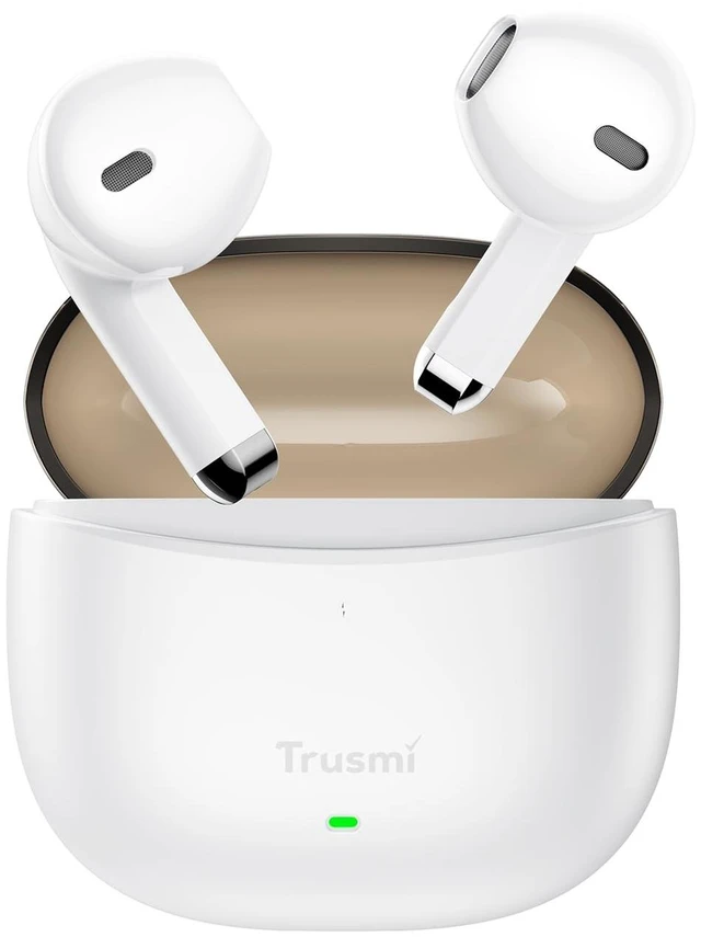 Alt view image 2 of 7 - Wireless Earbuds Bluetooth 5.4 Headphones, Semi-in-Ear Bluetooth Earbuds with Dual Mic for Clear Calls, Touch Control, Compact Charging Case for iPhone Android (White)
