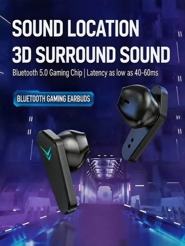 Alt view image 7 of 13 - Wireless Bluetooth Headphones, Low Latency Gaming Earbuds with LED Breathing Light, Digital Power Display, 12D Stereo Sound, Long Battery Life, IP Life Waterproof Semi in-Ear Sports Headset