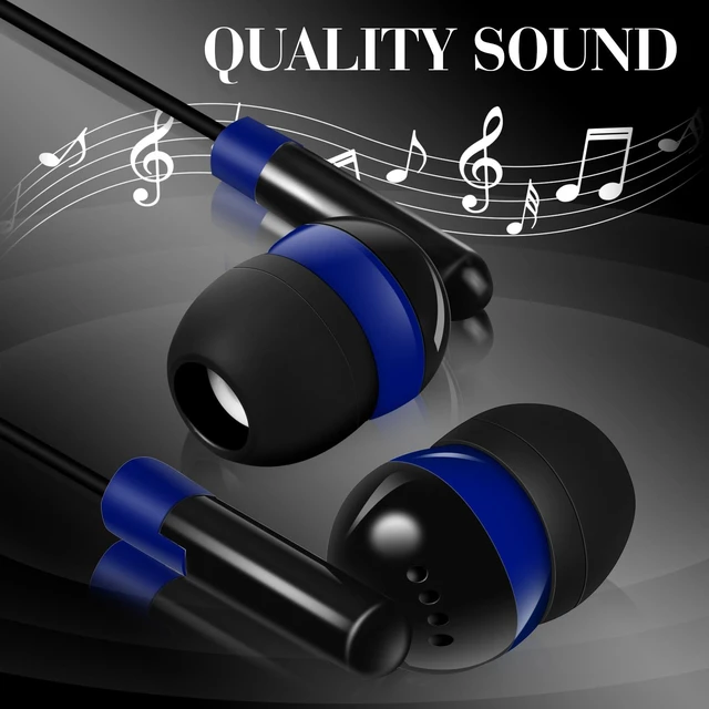 Alt view image 4 of 7 - 100 Pack Wired Earbuds Bulk for Classroom, No Mic 3.5mm, Dark Blue | Individually Bagged, Universal for Laptop Tablet, Budget Student Headphones for School Library Testing, Kids