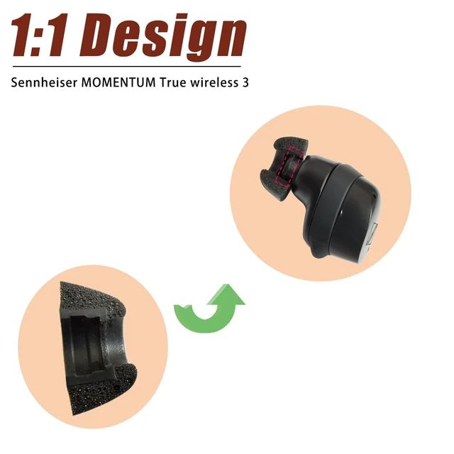 Alt view image 3 of 5 - Memory Foam Ear Tips for Sennheiser Momentum 4, 3, 2 & CX Series | 3 Pairs L/M/S, Secure Comfort Fit, Noise Isolating Replacement Earbud Accessories