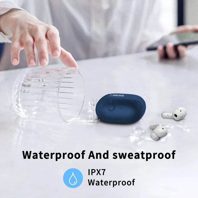 Alt view image 6 of 6 - Wireless Earbuds, Bluetooth 5.4 Headphones in Ear with HiFi Stereo Deep Bass, 4 ENC Noise Cancelling Mic Wireless Earphones 40H, in-Ear Earbud Bluetooth Dual LED Display IP7 Waterproof, Dark Blue