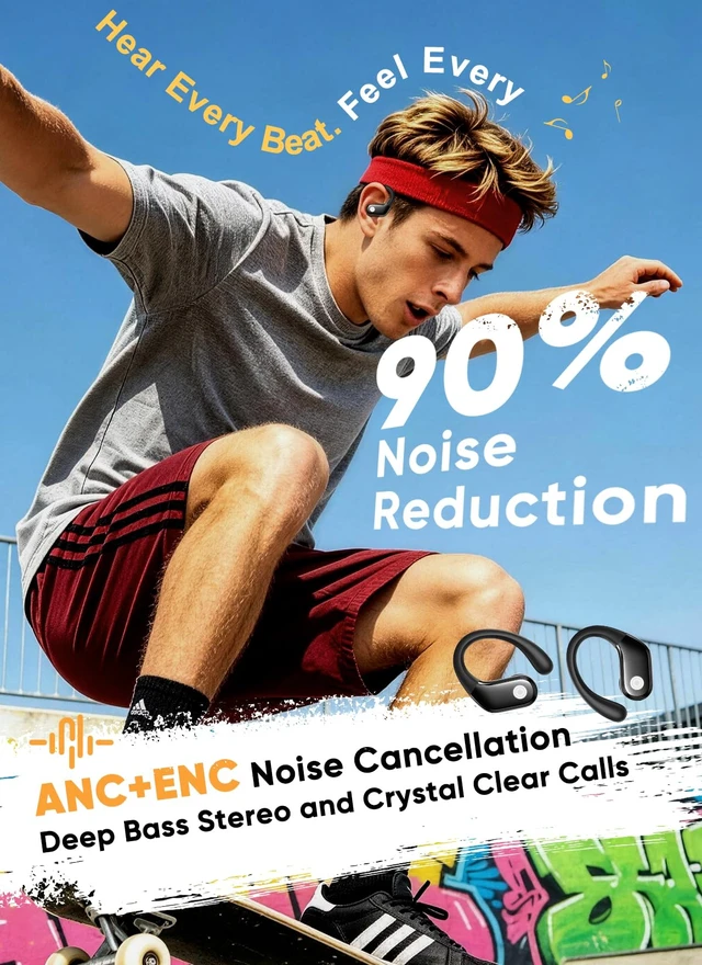 Alt view image 3 of 7 - Wireless Earbuds, Smart Touchscreen Ear Buds, ENC Clear Calls Bluetooth 5.4 | Sport Headphones with IP7 Waterproof, Bass Stereo Sound, 5 EQ Modes for Sports/Travel/Gym, PRO-TUNED 12MM DRIVERS