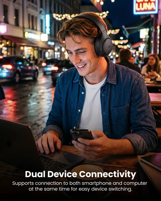 Alt view image 5 of 7 - Live 2 Hybrid Active Noise Cancelling Headphones, Over Ear Wireless | 75H Long Playtime, Bluetooth 6.0 Multipoint Connection, Deep Bass, Transparency Mode, Clear Calls, Comfortable, Travel, Black