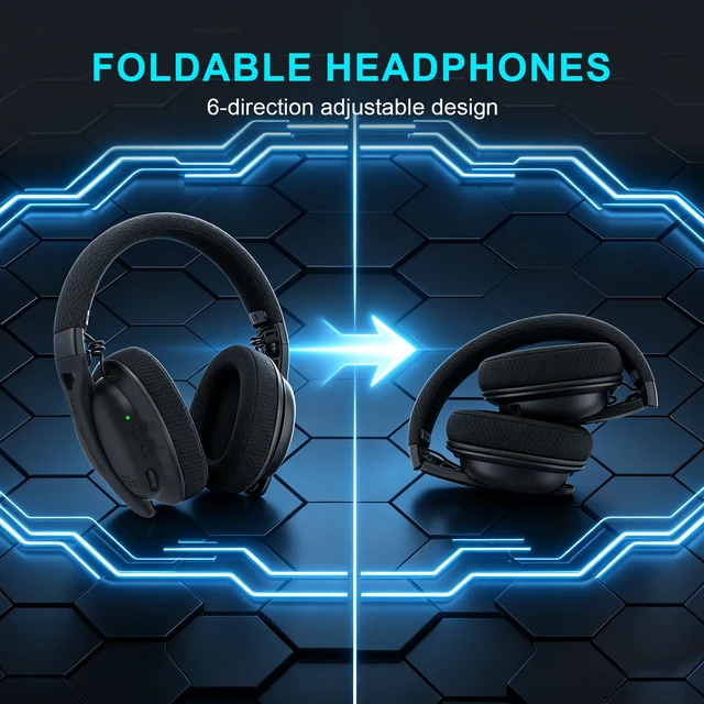Alt view image 4 of 5 - H819 4-Mode Wireless Gaming Headset, Dual Mic System, 45mm Drivers | Multi-Platform Headphones with Ultra-Low Latency, 2.4GHz/BT/USB/3.5mm, 72Hr Battery, Compatible with PS4/5, NS, PC