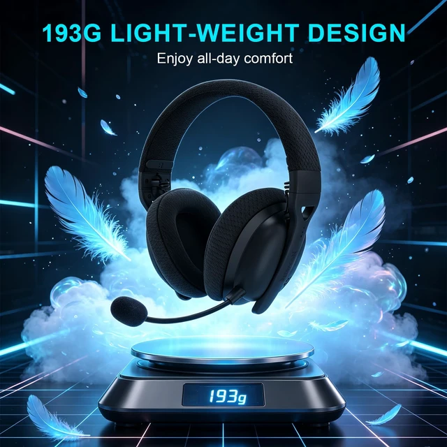 Alt view image 5 of 5 - H819 4-Mode Wireless Gaming Headset, Dual Mic System, 45mm Drivers | Multi-Platform Headphones with Ultra-Low Latency, 2.4GHz/BT/USB/3.5mm, 72Hr Battery, Compatible with PS4/5, NS, PC