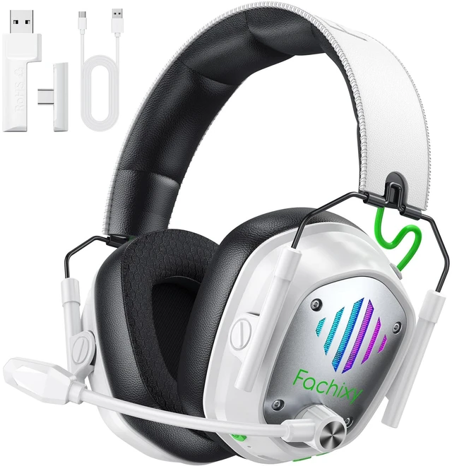 Main image of Wireless Gaming Headset for PS5, PS4, PC, Switch, 20ms Low Latency with Mic | 2.4GHz 2-in-1 USB-A/USB-C Receiver & Bluetooth 5.4, Up to 60-Hour Battery Life, 50mm Titanium-Coated Drivers, RGB Lighting