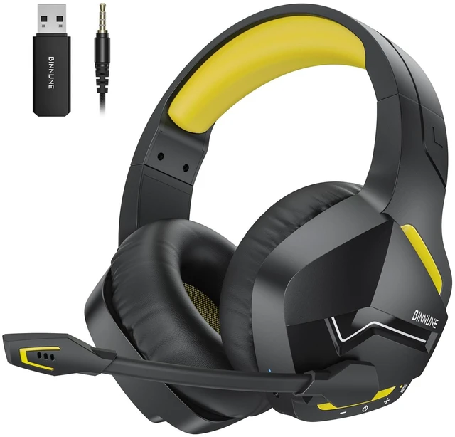 Main image of 2.4GHz Wireless Gaming Headset, Bluetooth 5.3 Gaming Headphones with Noise Canceling Mic, 120H Ultra-Long Battery, 50mm Drivers, Multi-Platform for PC / PS5 /PS4/ Switch/Mobile, Yellow