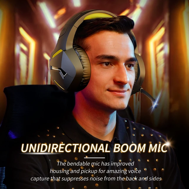 Alt view image 4 of 6 - 2.4GHz Wireless Gaming Headset, Bluetooth 5.3 Gaming Headphones with Noise Canceling Mic, 120H Ultra-Long Battery, 50mm Drivers, Multi-Platform for PC / PS5 /PS4/ Switch/Mobile, Yellow