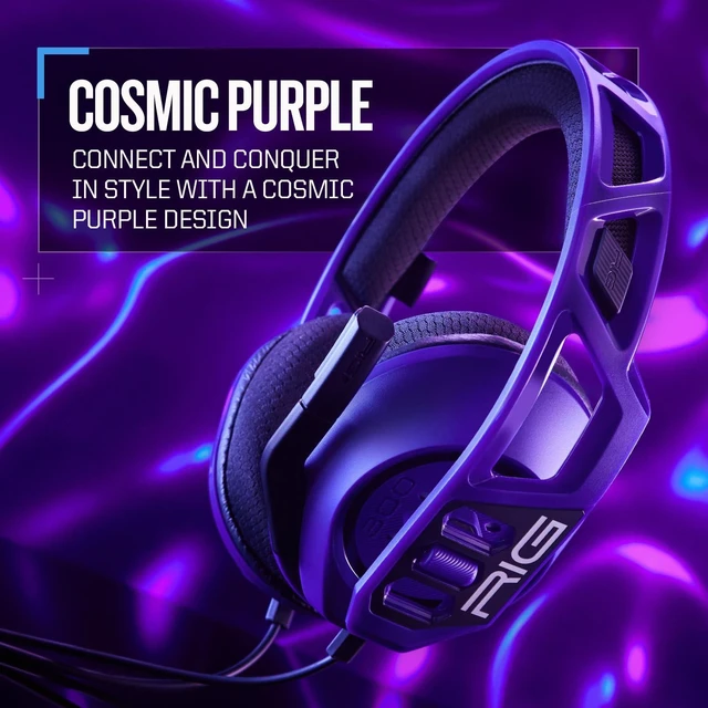 Alt view image 2 of 7 - 300 PRO Universal Multiplatform Wired Gaming Headset Cosmic Purple | For XBOX, PS5, PS4, Switch, PC, 3.5mm - Flip-to-Stow Mic, 40mm Speakers, 1.2-meter cable Includes Dolby Atmos for XBOX/PC