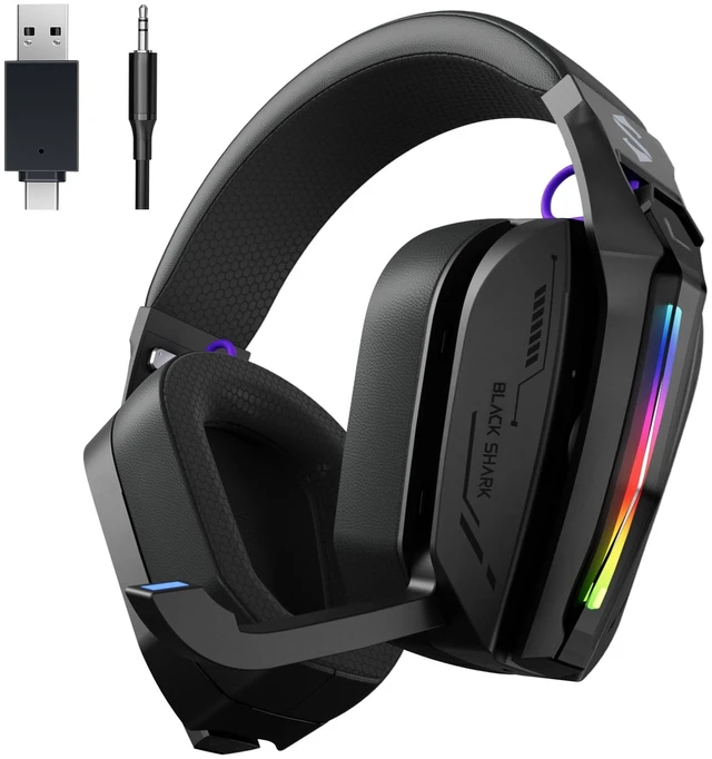 Main image of Wireless Gaming Headset, Bluetooth 6.0 Gaming Headphones with USB and Type-c Connector, 7.1 Surround Sound for PC, PS5, PS4, Noise Canceling Microphone & 40H Battery, Goblin X8 (Black)
