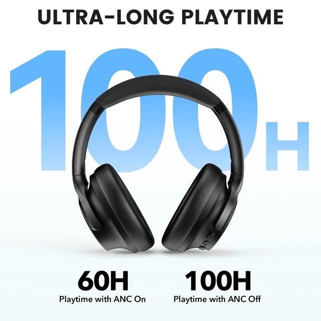 Alt view image 5 of 7 - 1Mii Y8+ Hybrid Active Noise Cancelling Headphones for Airplane & Travel | Bluetooth 6.0 Over-Ear, 100H Playtime, LDAC Wireless Hi-Res Audio, Deep Bass, Ambient Mode, Custom EQ via App, Home/Office