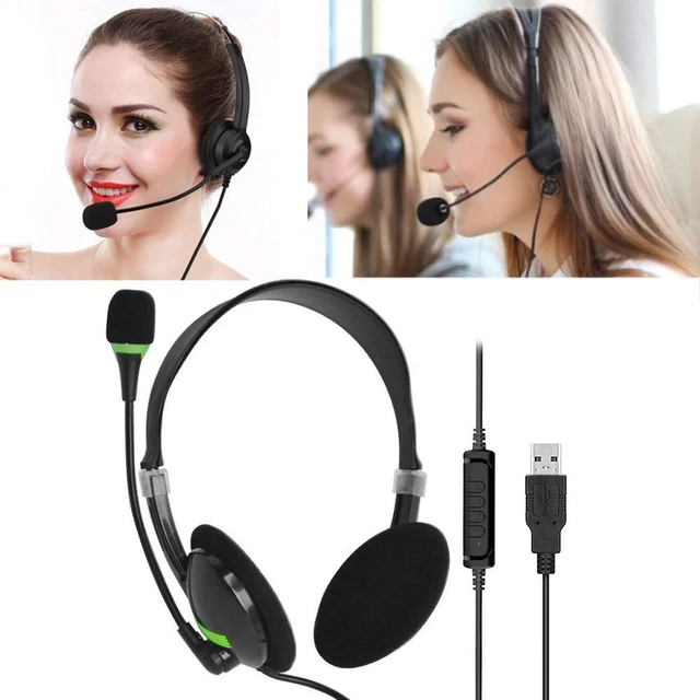 Alt view image 2 of 7 - USB Headset with Microphone, Lightweight PC Headphones for Business, Online Courses, Skype Chat, Call Center, Gaming, Noise Reduction