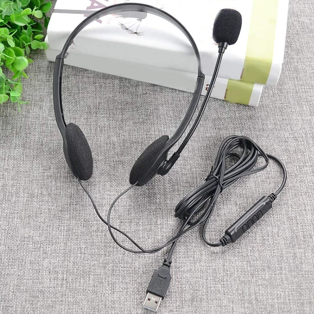 Alt view image 6 of 7 - USB Headset with Microphone, Lightweight PC Headphones for Business, Online Courses, Skype Chat, Call Center, Gaming, Noise Reduction
