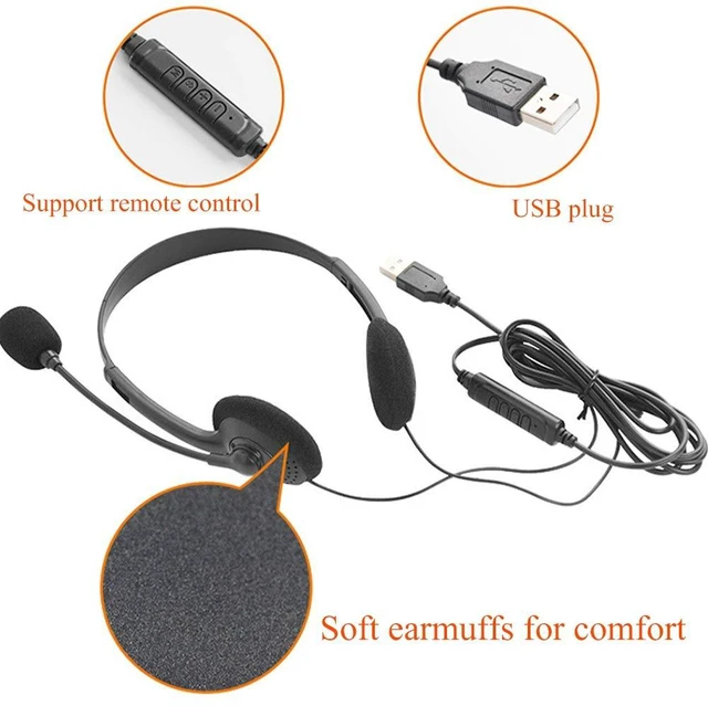 Alt view image 4 of 7 - USB Headset with Microphone, Lightweight PC Headphones for Business, Online Courses, Skype Chat, Call Center, Gaming, Noise Reduction