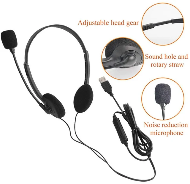 Alt view image 5 of 7 - USB Headset with Microphone, Lightweight PC Headphones for Business, Online Courses, Skype Chat, Call Center, Gaming, Noise Reduction