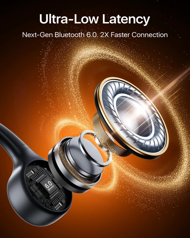Alt view image 5 of 7 - Bone Conduction Headphones, Open Ear Headphones, Bluetooth 6.0 | Lightweight Running Headphones with Mic, 1H Fast Charge, 10H Playtime, IP54 Waterproof, 0.9oz Ultra-Light for Workouts