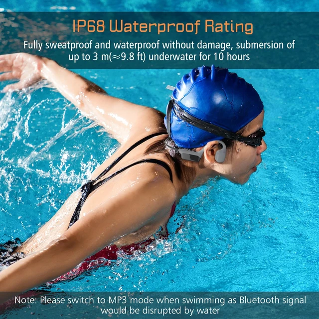 Alt view image 4 of 7 - Bone Conduction Headphones, Open-Ear Wireless Bluetooth Sport Earphones | Mic & LCD Display, Waterproof for Swimming, Running, Workout, Gym, Men Women