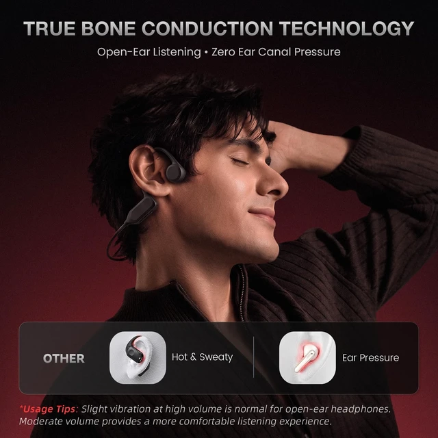 Alt view image 3 of 7 - Bone Conduction Headphones with MIC Open Ear Sport Headphones | 12H Playtime with 17mm Drivers Premium Sound Bluetooth 6.0 & Mic, IPX7 Waterproof,Lightweight for Running, Cycling & Hiking