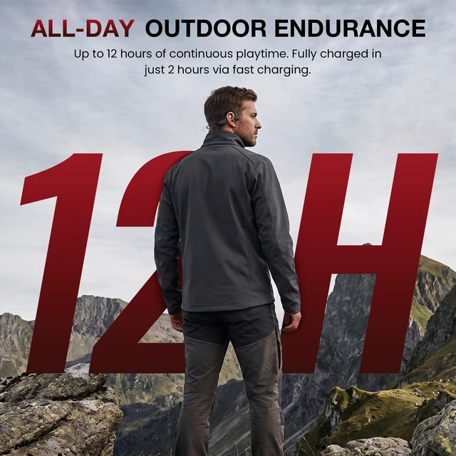 Alt view image 5 of 7 - Bone Conduction Headphones with MIC Open Ear Sport Headphones | 12H Playtime with 17mm Drivers Premium Sound Bluetooth 6.0 & Mic, IPX7 Waterproof,Lightweight for Running, Cycling & Hiking