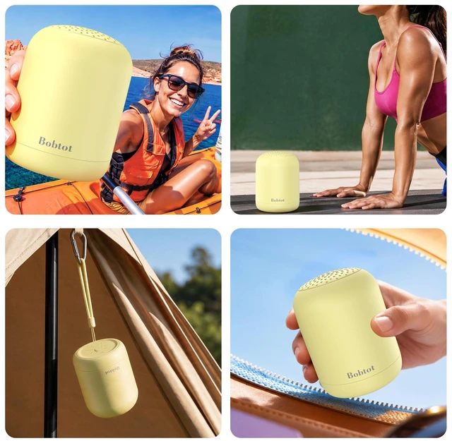 Alt view image 7 of 7 - Portable Bluetooth Speakers, 24H Playtime, TWS Pairing, Yellow | Small Wireless Speakers with Balanced Sound, Built-in Microphone, IPX5 Waterproof, Carry Lanyard for Sport, Outdoor, Travel