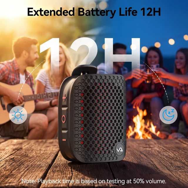 Alt view image 3 of 7 - Portable Bluetooth Speaker, Wearable Bluetooth Speaker with Built-in Mic (Non-Magnetic) Wireless Clip-On Small Speaker Bluetooth, IPX7 Waterproof, TWS, Hands-Free for Work/Cycling/Running, Black