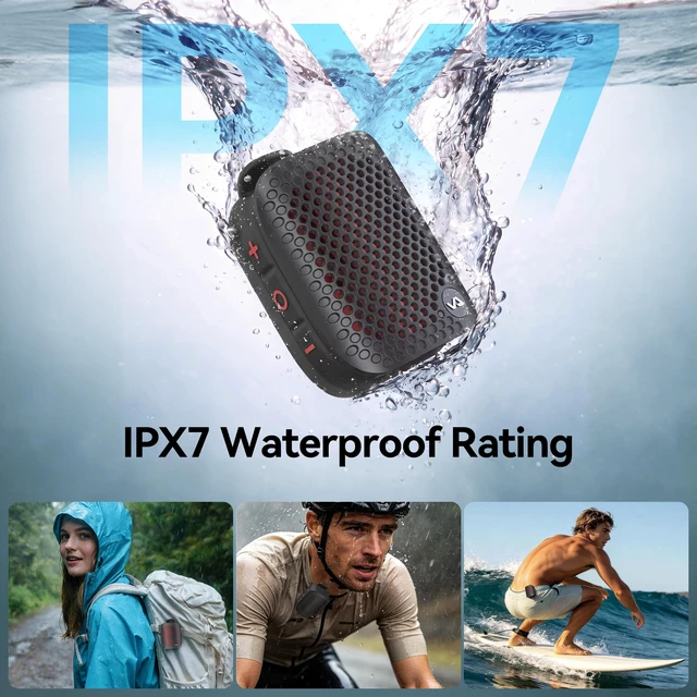 Alt view image 4 of 7 - Portable Bluetooth Speaker, Wearable Bluetooth Speaker with Built-in Mic (Non-Magnetic) Wireless Clip-On Small Speaker Bluetooth, IPX7 Waterproof, TWS, Hands-Free for Work/Cycling/Running, Black