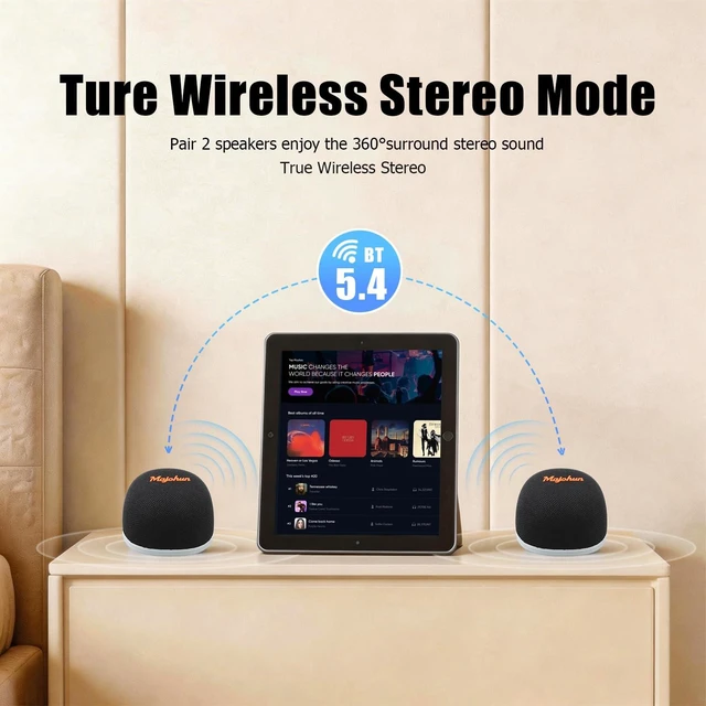 Alt view image 3 of 6 - P01 2-in-1 Magnetic Bluetooth Speaker & Phone Stand, TWS Black | TWS Stereo Pairing; Bluetooth 5.4; 4 Dynamic LED Modes; 12H Playtime; Portable Compact Build; Ideal Gift Choice