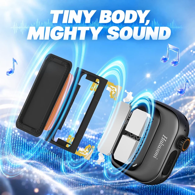Alt view image 4 of 7 - Clip On Speaker, Wearable Portable Mini Speaker, Black | 3-way wearable speaker with wristband, clip and lanyard; 43.66g body, IP69K protection, 5W sound, mic and speaker linking.