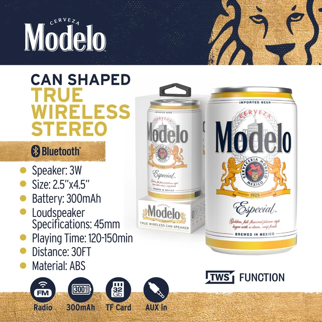 Alt view image 3 of 7 - Modelo Bluetooth Speaker - Portable Speaker Connect with Any Bluetooth Enabled Device - Wireless Speaker for Home, Outdoor and Travel (Can Shaped Bluetooth Speaker)