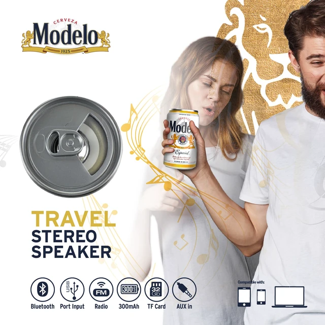 Alt view image 4 of 7 - Modelo Bluetooth Speaker - Portable Speaker Connect with Any Bluetooth Enabled Device - Wireless Speaker for Home, Outdoor and Travel (Can Shaped Bluetooth Speaker)