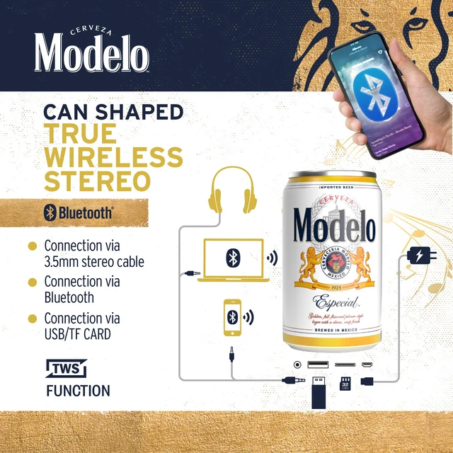 Alt view image 5 of 7 - Modelo Bluetooth Speaker - Portable Speaker Connect with Any Bluetooth Enabled Device - Wireless Speaker for Home, Outdoor and Travel (Can Shaped Bluetooth Speaker)