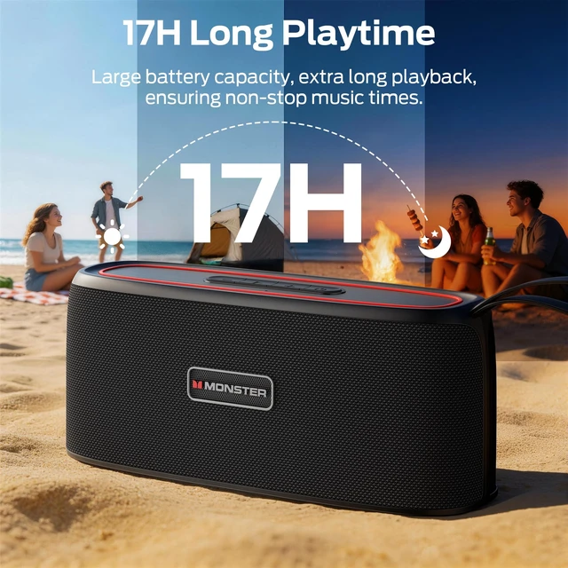 Alt view image 4 of 7 - Shock Portable Bluetooth Speaker, True Wireless Speaker, 30W Loud Stereo Sound, IPX6 Waterproof Speaker,17 Hours Playback,Outdoor Speakers for Home/Outdoors/Travel