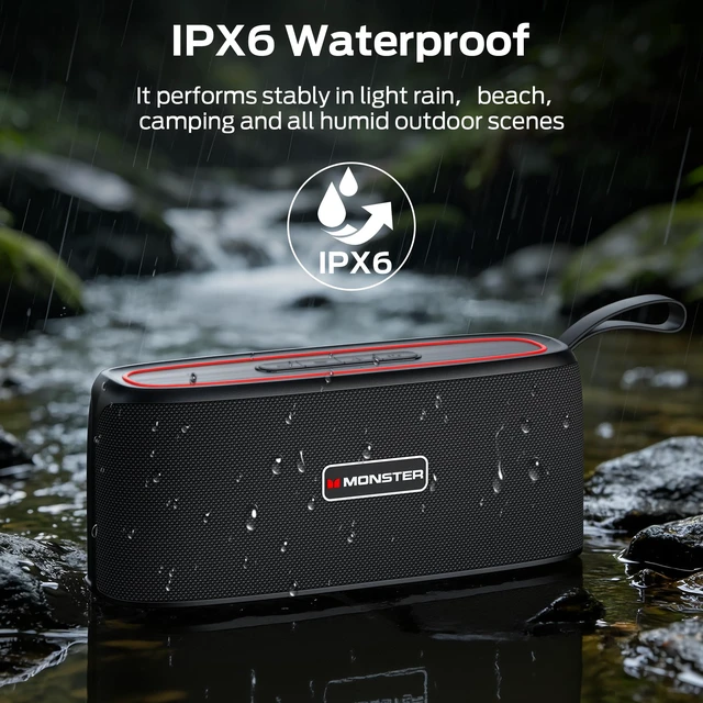 Alt view image 5 of 7 - Shock Portable Bluetooth Speaker, True Wireless Speaker, 30W Loud Stereo Sound, IPX6 Waterproof Speaker,17 Hours Playback,Outdoor Speakers for Home/Outdoors/Travel