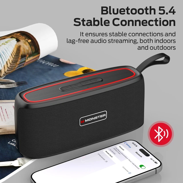 Alt view image 6 of 7 - Shock Portable Bluetooth Speaker, True Wireless Speaker, 30W Loud Stereo Sound, IPX6 Waterproof Speaker,17 Hours Playback,Outdoor Speakers for Home/Outdoors/Travel