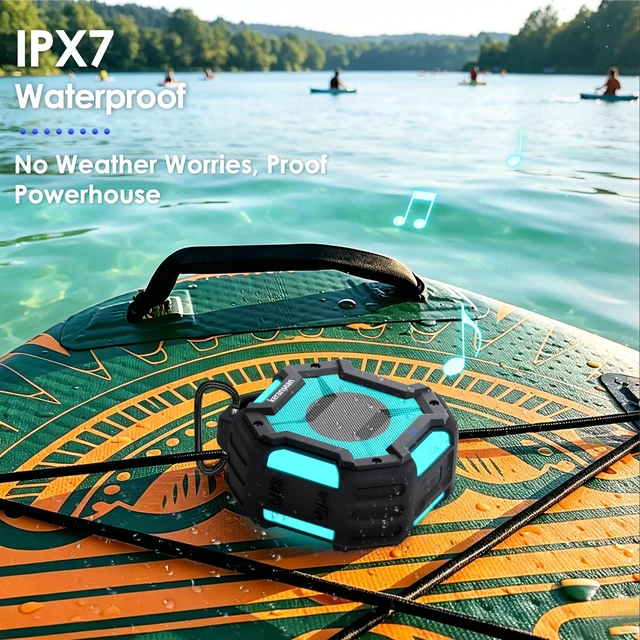 Alt view image 2 of 7 - Shower Speaker Bluetooth 5.4, IPX7 Waterproof Portable Bluetooth Speaker | LED Lights, 24H Playtime, Wireless,TWS Pairing for Dual Stereo Sound, Detachable carabiner for Outdoor Pool Beach Gift