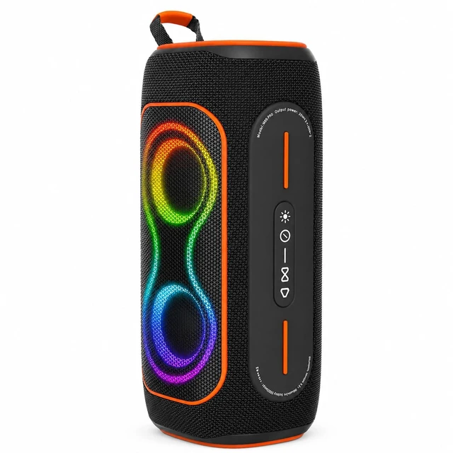 Main image of Black 80W Portable Bluetooth Speaker, IPX5 Outdoor Speaker | 80W Bluetooth speaker with RGB lights, FM radio, TF card & AUX for outdoor use