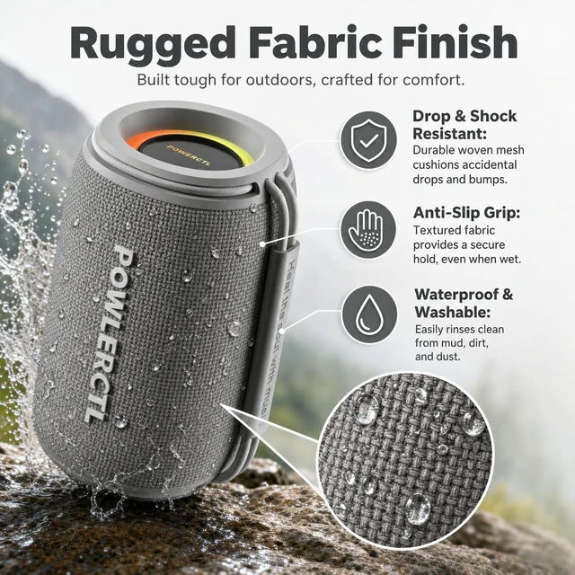 Alt view image 7 of 7 - Bluetooth Speaker, 360° Portable Wireless Speaker, IPX6 Waterproof, Bluetooth 5.3, 6H Play Time, TWS for Home/Outdoor/Travel/Camping, Gift for Men, Birthday Gift